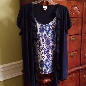 Jaclyn Smith faux tank and cardigan